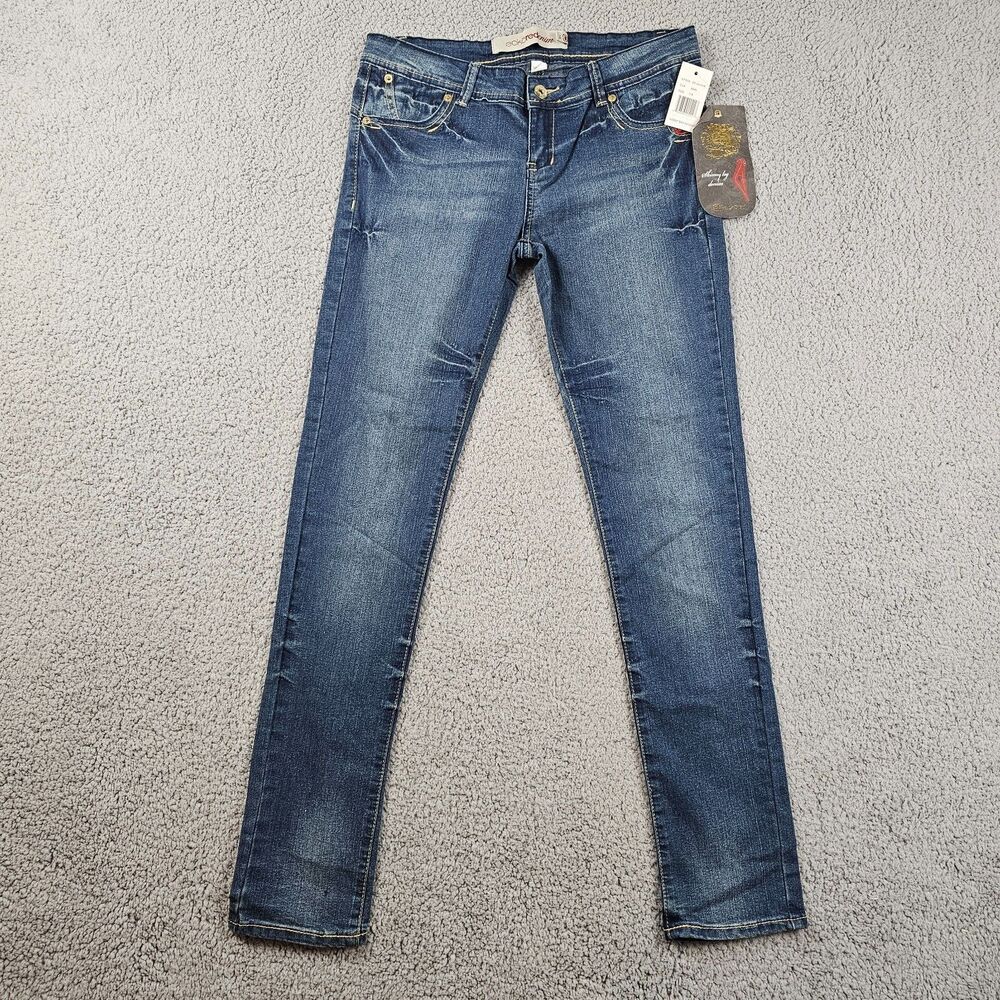 Ecko ReDenim Jeans Womans 7/8 Blue Skinny Stretch Casual Embroidered NEW